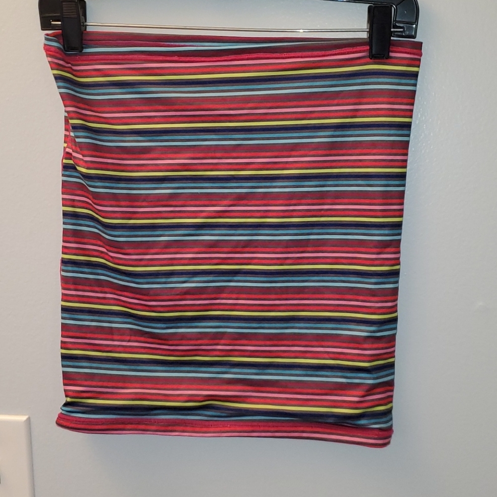 Gaiter, scarf, or  tube top multi color stripe